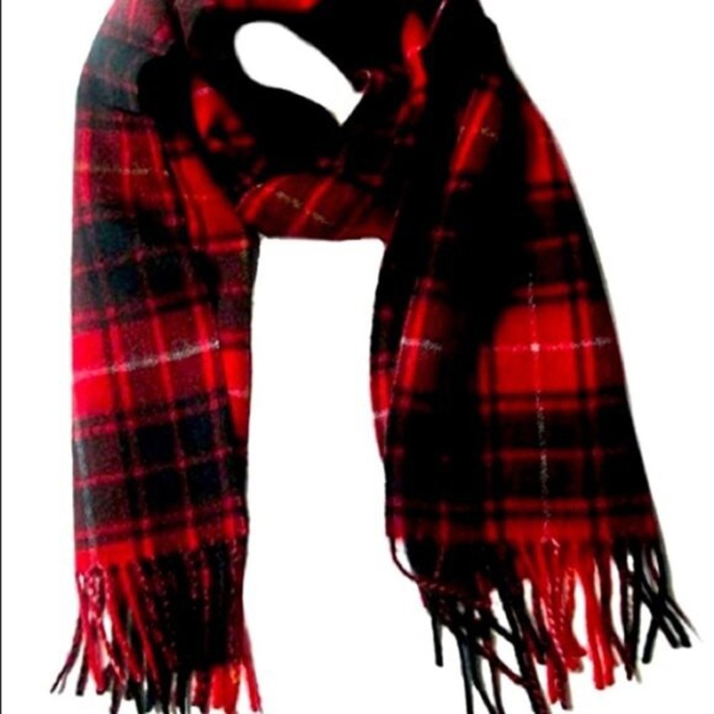 Classic Red & Green Plaid Wool Scarf - Unbranded - Picture 4 of 4
